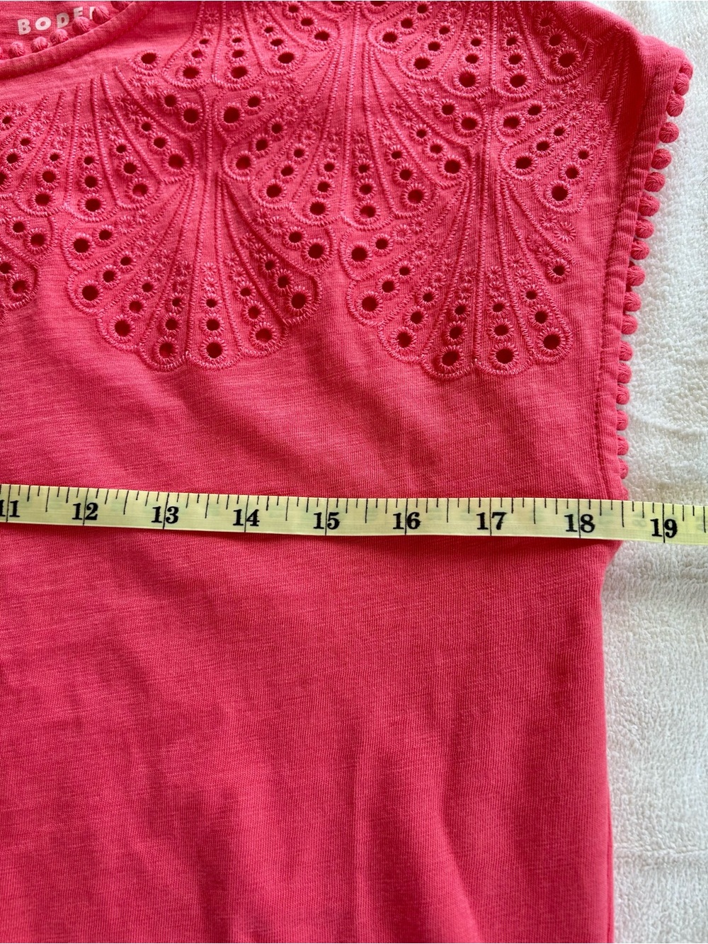 Boden Anya Broderie Azalea Pink Women's Broderie T-Shirt Sz 4 - Picture 4 of 7